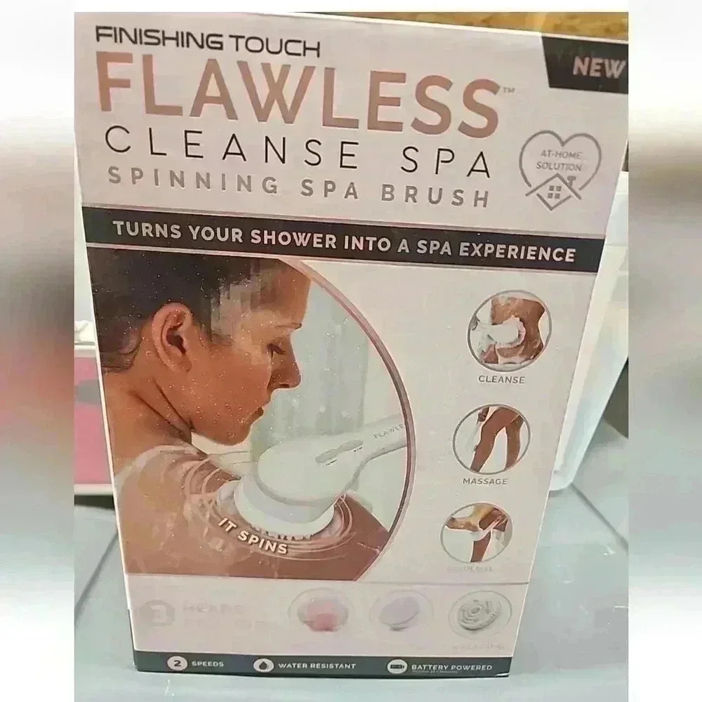 Finishing Touch Flawless Cleanse Spa Spinning Spa Brush w/3 Heads Incl Batteries